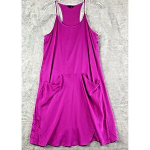 Theory Size 0 Alesandra Silk Slip‎ Dress with Pockets Fuchsia Pink Preppy Luxe